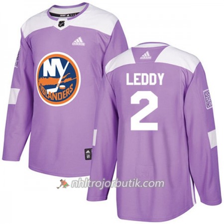 Män Ishockey New York Islanders Tröja Nick Leddy 2 Adidas 2017-2018 Lila Fights Cancer Practice Authentic
